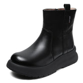 Women Retro Leather Thick Soled Furred Boots Newgew Shoes